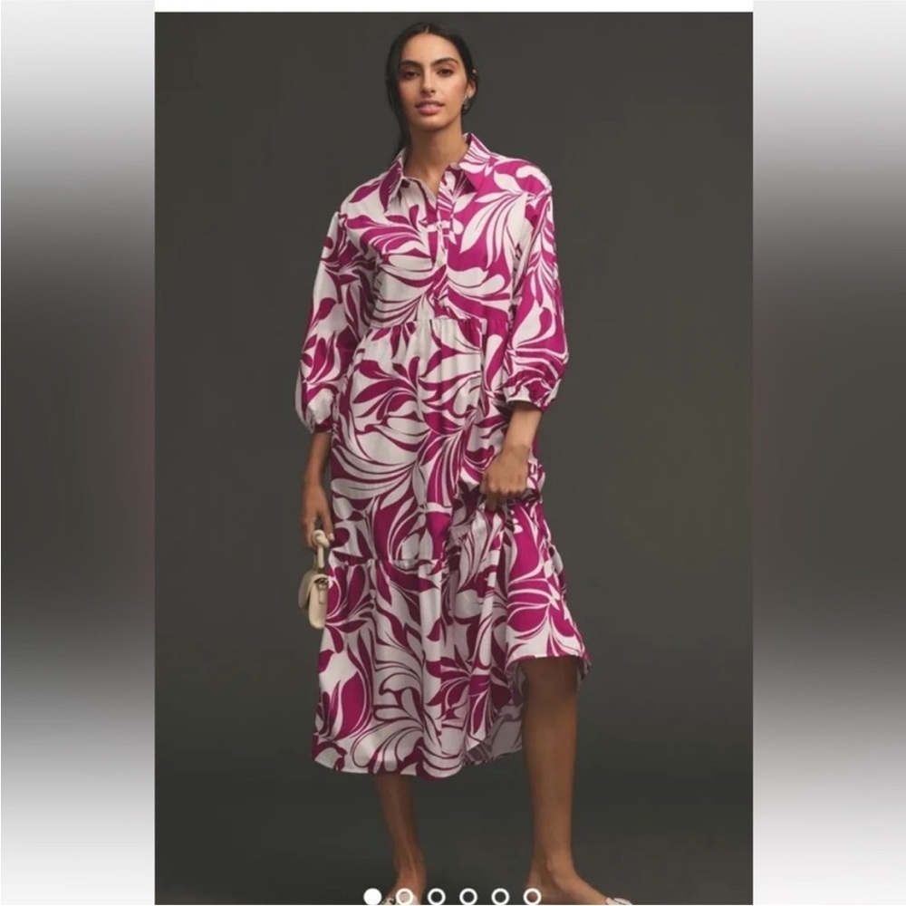 Anthropologie Maeve Bettina Dress Floral Violet Side Small Petite